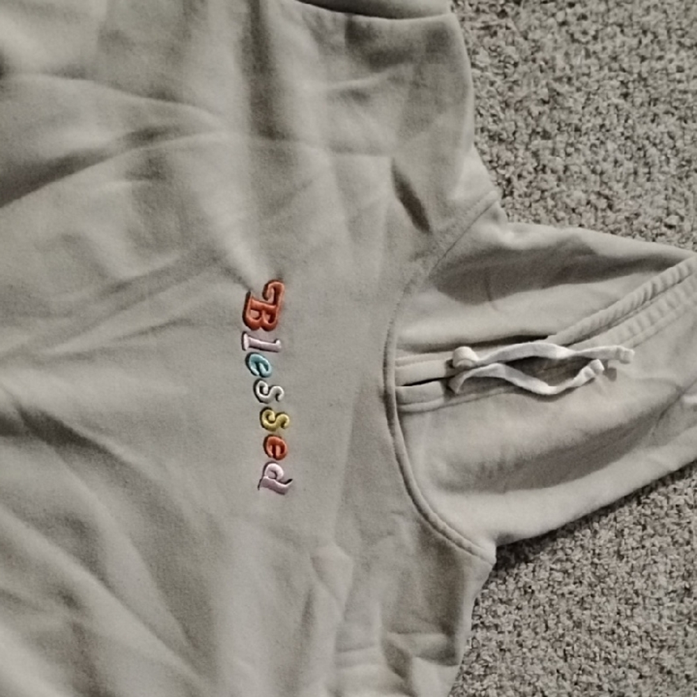 Kids Light Gray 'Blessed' Hoodie